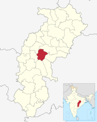 मानचित्र जिसमें रायपुर ज़िला Raipur district हाइलाइटेड है