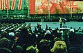 During the 1977 October Revolution Parade. Notice the Corps of Drums marching in the lead of the parade preceded by the Corps Drum Major and the College Turkish Crescent