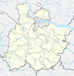 Mapa konturowa powiatu włocławskiego, na dole nieco na lewo znajduje się punkt z opisem „Pyszkowo”