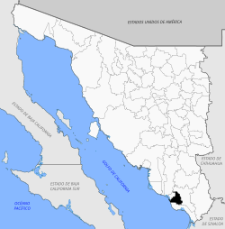 Location of the municipality in Sonora