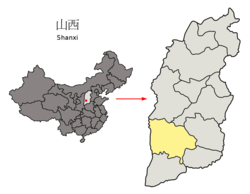 Location of Linfen City jurisdiction in Shanxi