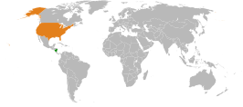 Nicaragua (groen) en de V.S. (oranje).