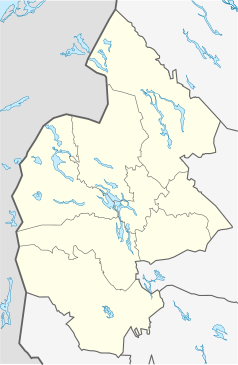 Mapa konturowa Jämtlandu, po lewej nieco na dole znajduje się punkt z opisem „Bruksvallarna”