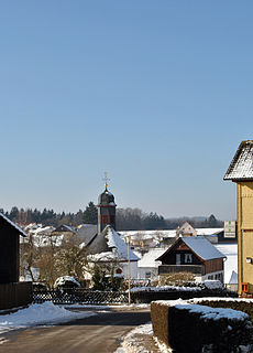 Blick auf das Dorfzentrum von Hesselbach