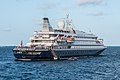 Cruise ship, SeaDream I, at Tobago Cays in the Caribbean Grenadines