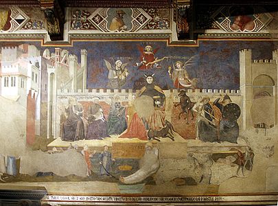 Allegorie der schlechten Regierung, Fresko, 1337–1340, Sala dei Nove, Palazzo Pubblico, Siena