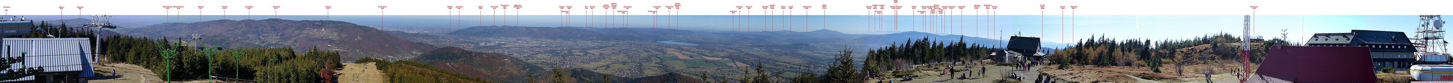 Panorama z platformy widokowej na Skrzycznem