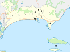 Mapa konturowa Cannes, po prawej znajduje się punkt z opisem „Cerkiew św. Michała Archanioła”