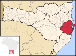 Ligging van de Braziliaanse mesoregio Grande Florianópolis in Santa Catarina