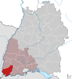 Elhelyezkedése Baden-Württemberg térképén