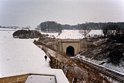 Scenic view of the entrance to Box Tunnel in winter