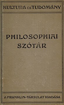 A Kultúra és Tudomány borítója (a képen: Enyvvári Jenő: Philosophiai szótár)