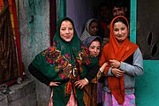 Women in Kargil town in Jammu and Kashmir, India's only state with a majority Muslim population. Islam is followed by 68.3% in the state,[2] Hinduism by 28.4%, Sikhism by 1.9%, and Buddhism by 0.9%.[3]