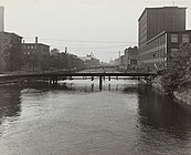 Paper mills line the canals, as they appeared looking south from Lyman Street, 1941