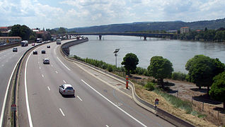 Autobahn A7 im Rhonetal bei Valence