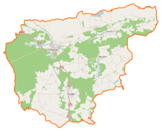 Mapa konturowa powiatu chodzieskiego, blisko centrum po lewej na dole znajduje się punkt z opisem „Ostrówki”