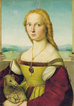 Dame mit dem Einhorn (Ritratto di dama con liocorno) (Raffael)