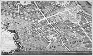 Ort der zukünftigen Rue Royale auf dem Plan Turgot, 1739