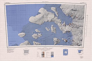 Kartenblatt Guest Peninsula von 1969 (Neuauflage 1988), Denfeld Mountains in der südöstlichen Ecke