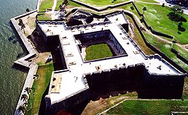 Het Castillo de San Marcos vanuit de lucht