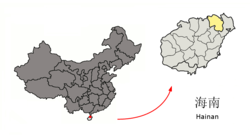 Location of Haikou City jurisdiction in Hainan