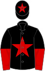 Black, red star, halved sleeves and star on cap