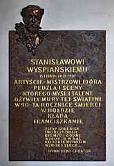 Tablica pamiątkowa w kościele franciszkanów