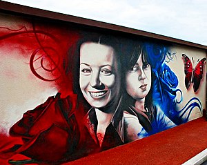 Murale dedicato alle vittime della tragedia Maria Teresa Napoleoni e Carla Bisirri presso lo Stadio Fratelli Ballarin