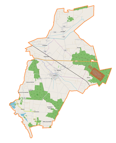 Mapa konturowa gminy Wohyń, w centrum znajduje się punkt z opisem „Bezwola”