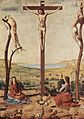 Christ on the cross, with two thieves crucified on trees, by Antonello da Messina (1430-1479)