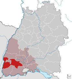 Elhelyezkedése Baden-Württemberg térképén