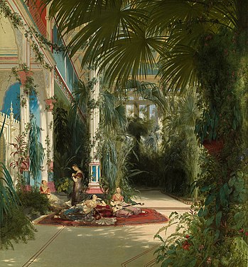 The Interior of the Palm House on the Pfaueninsel Near Potsdam, by Carl Blechen, 1834