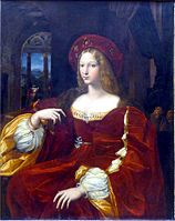 Possibly Raphael, c. 1518, Isabel de Requesens. The High Renaissance style and format were enormously influential for later grand portraits.