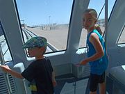 Inside view of a PHX Sky Train with John and Nina.