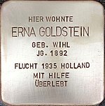 Stolperstein für Erna Goldstein (Bogenstraße 73)