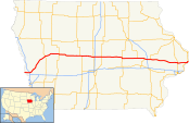 Map of Iowa highlighting U.S. Route 30