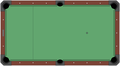 Empty (ball-free) diagram of an American-style pool table.