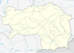 Mapa konturowa Styrii, blisko prawej krawiędzi nieco na dole znajduje się punkt z opisem „Fürstenfeld”