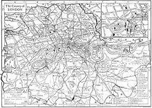 A very dense map of Greater London as it appeared in 1911