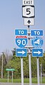 Shortman Road/New York State Route 5 in Ripley (with access to Interstate 90). First eastbound access to the New York State Thruway.