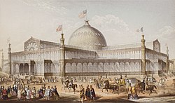 New York Crystal Palace, Architekt Karl Gildemeister. Farbiger Öldruck von George Baxter, London, 1853