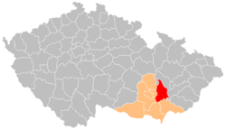 Location in the South Moravian Region within the Czech Republic