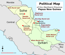 Politische Karte des Sohe Districts, Oro Province, Papua-Neuguinea