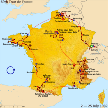 1982 Tour de France rotası