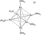 The cluster [Au6C(PPh3)6]2+ features a μ6-carbide ligand, although again, the designator "μ" is not usually used.