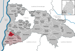 Elhelyezkedése Baden-Württemberg térképén