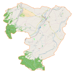 Mapa konturowa gminy Kańczuga, u góry po prawej znajduje się punkt z opisem „Bóbrka Kańczucka”