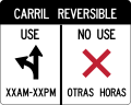 R3-9e Reversible lane control, use X AM to X PM, do not use in other hours