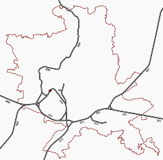 Mapa konturowa Szczecina, na dole po prawej znajduje się punkt z opisem „Oleszna”