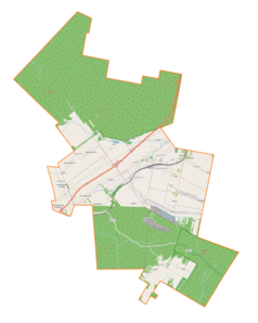 Mapa konturowa gminy Łączna, po lewej znajduje się punkt z opisem „Zalezianka”